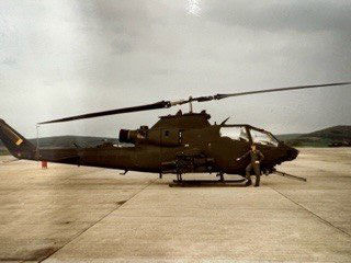 Steve in front of a helicopter.